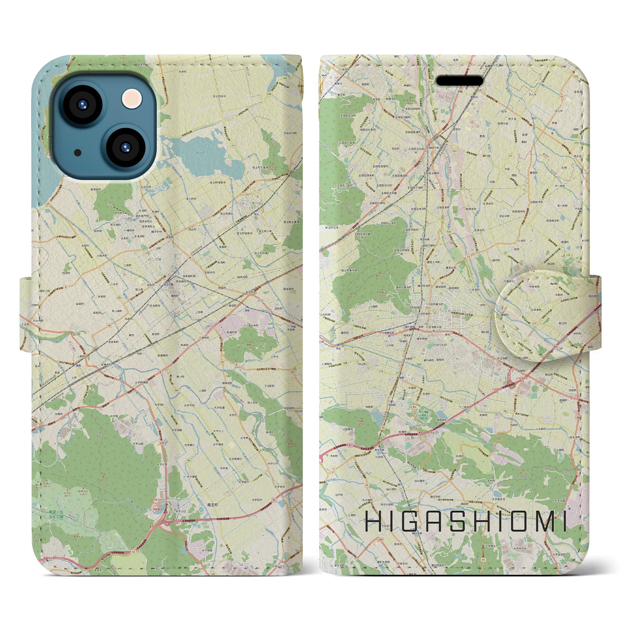 【東近江（滋賀県）】地図柄iPhoneケース（手帳タイプ）