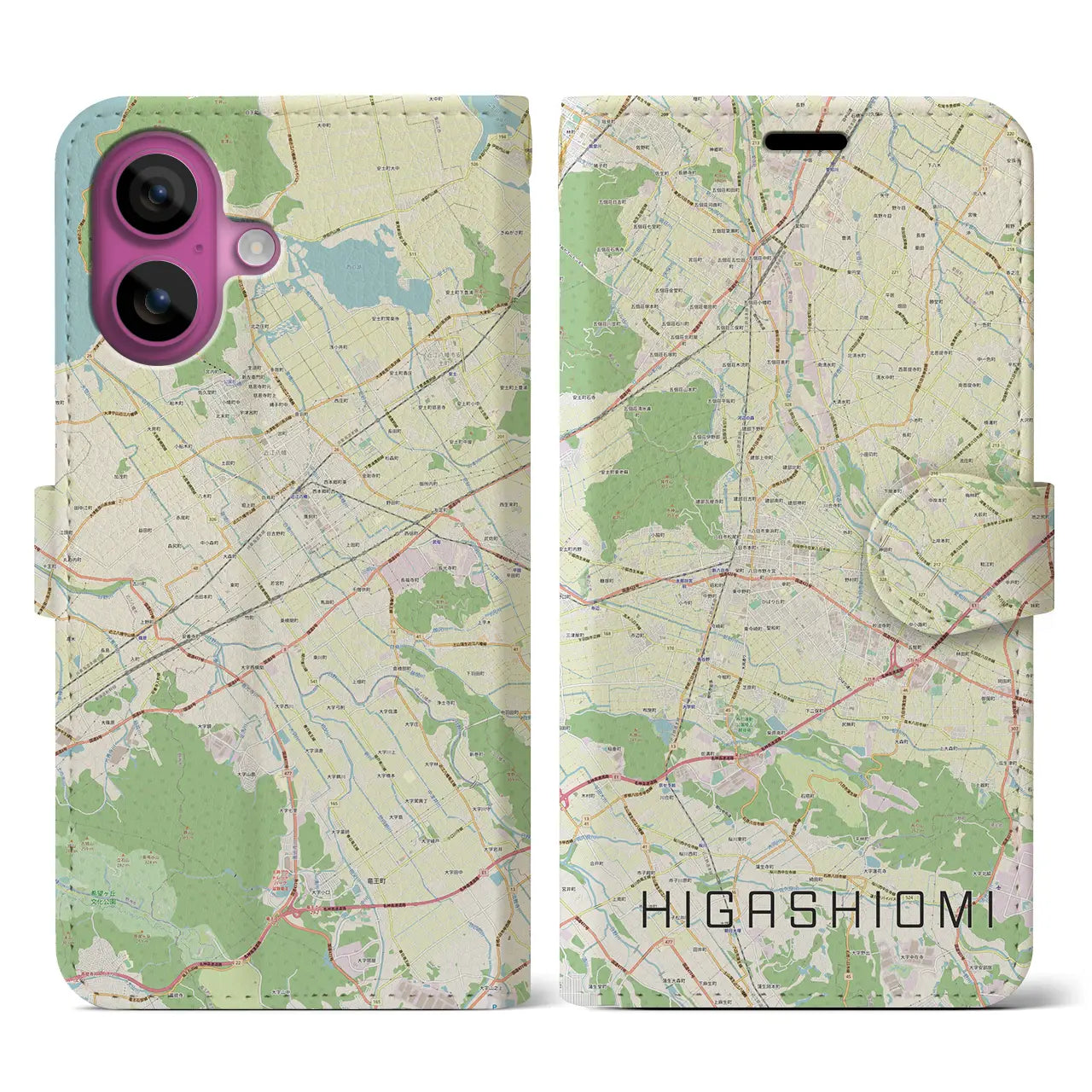 【東近江（滋賀県）】地図柄iPhoneケース（手帳タイプ）