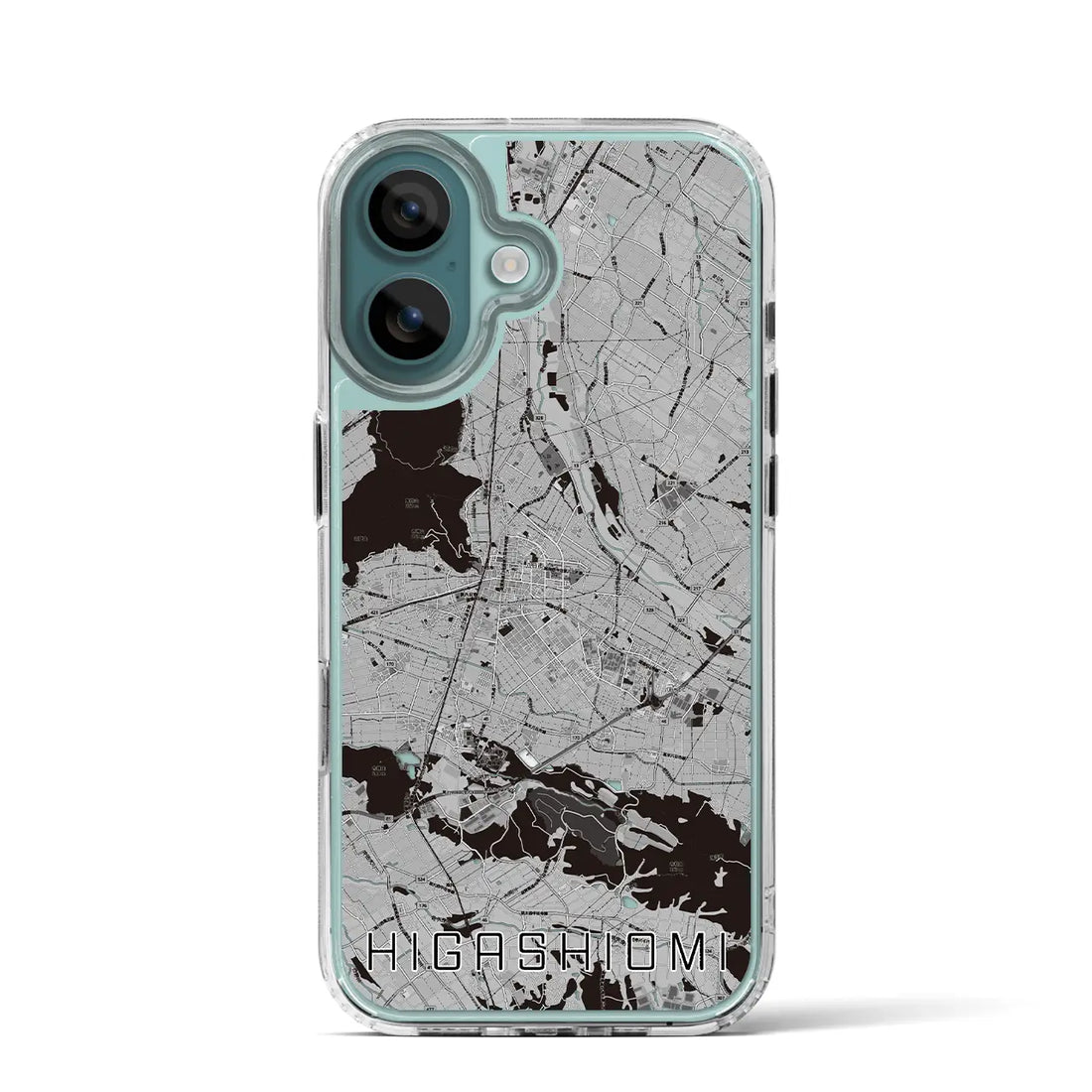 【東近江(滋賀県)】地図柄iPhoneケース(MagSafeタイプ)モノトーン・iPhone 16 Pro 用