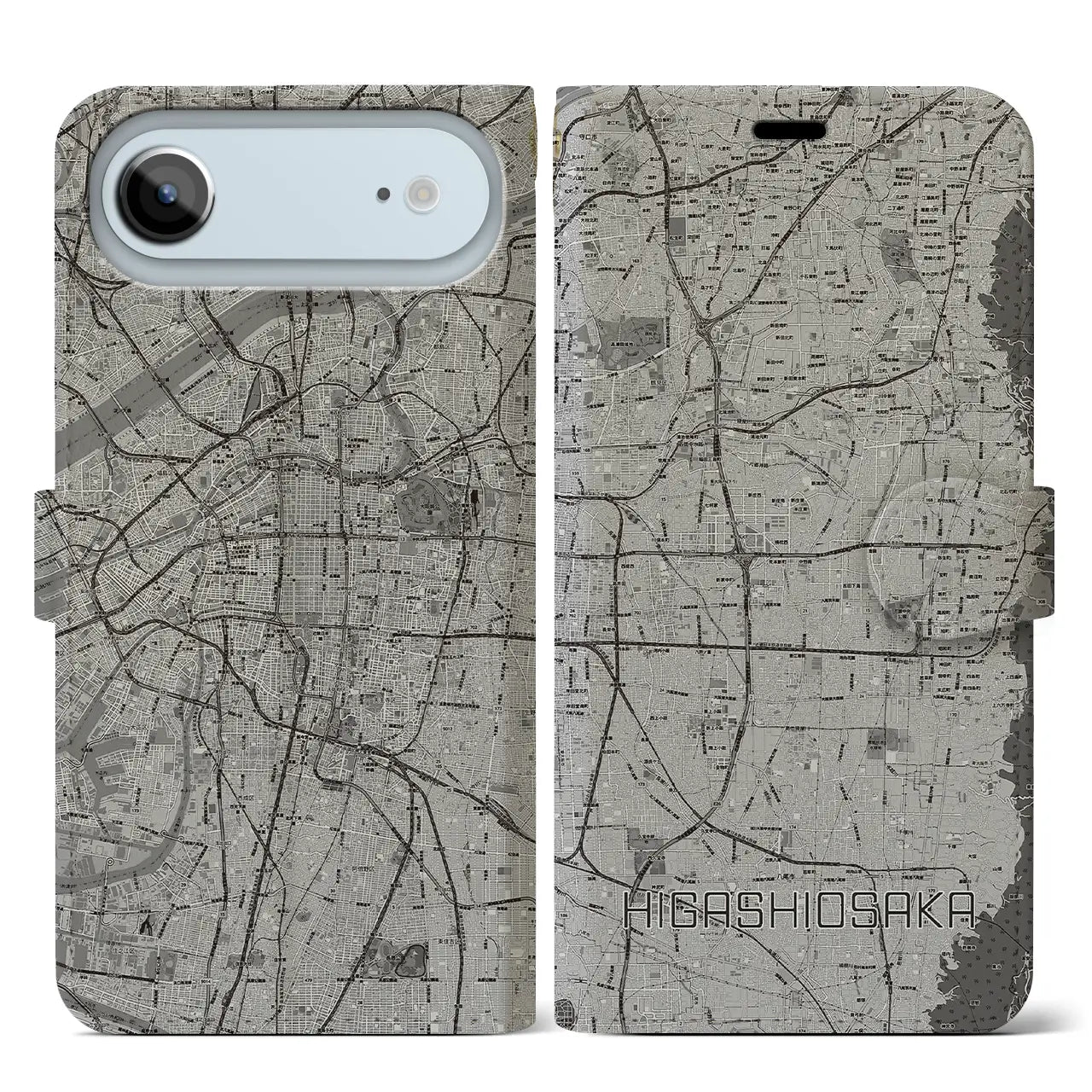 【東大阪（大阪府）】地図柄iPhoneケース（手帳タイプ）