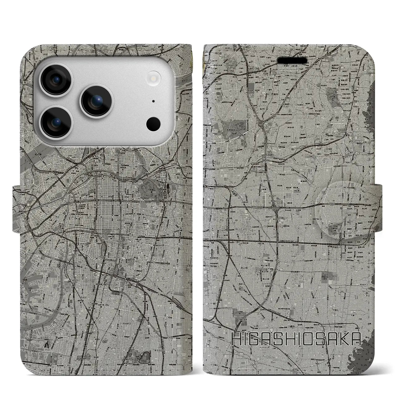 【東大阪（大阪府）】地図柄iPhoneケース（手帳タイプ）