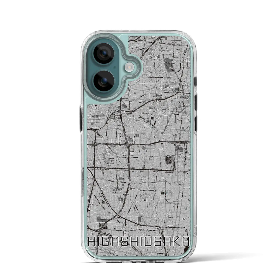 【東大阪(大阪府)】地図柄iPhoneケース(MagSafeタイプ)モノトーン・iPhone 16 Pro 用