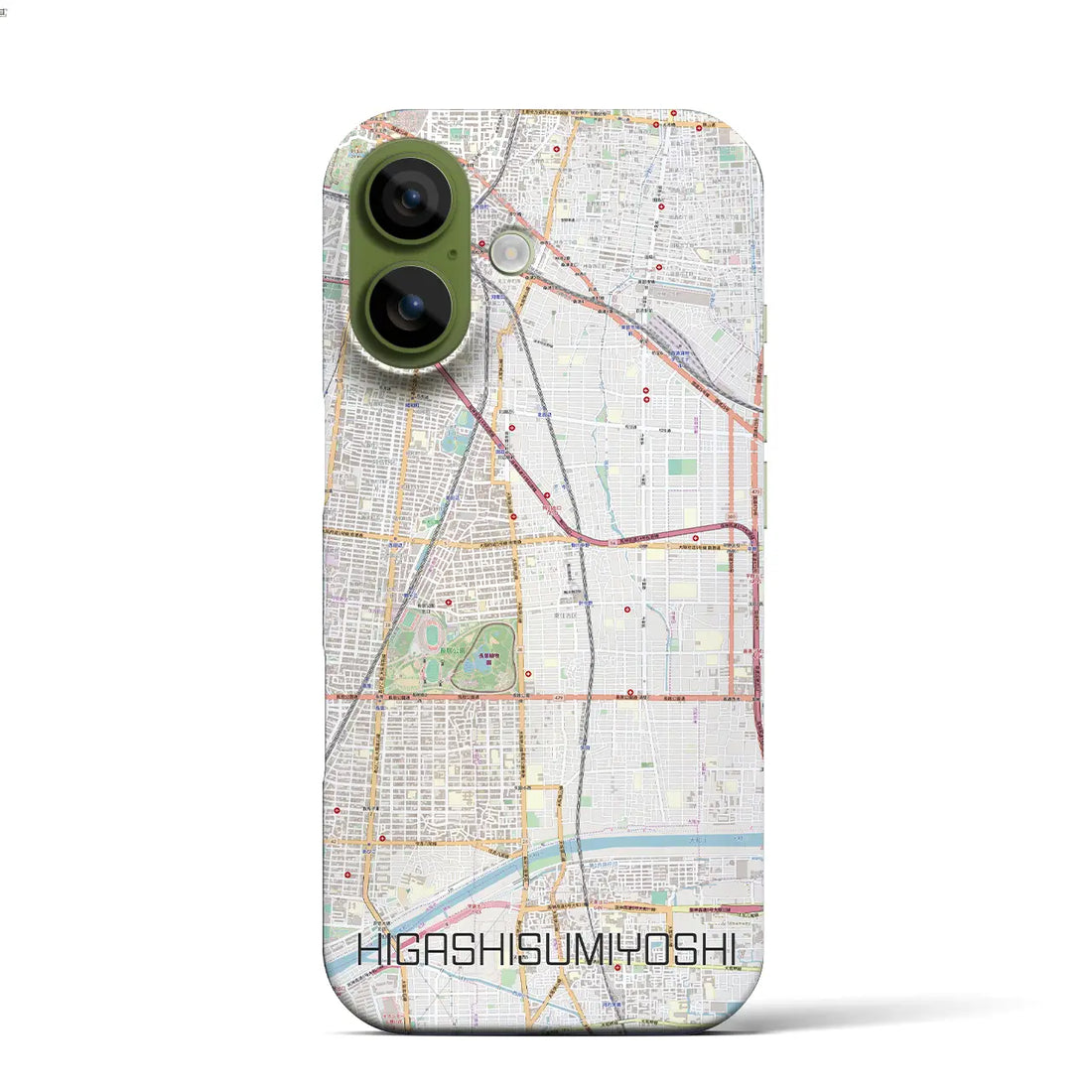 【東住吉（大阪府）】地図柄iPhoneケース（バックカバータイプ）ブラック・iPhone 17 Pro Max 用