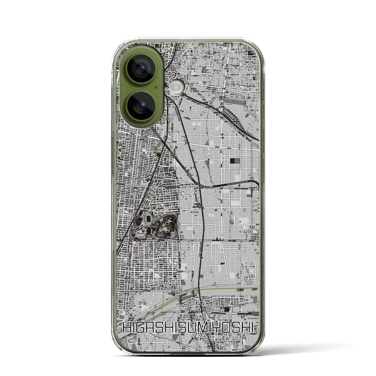 【東住吉（大阪府）】地図柄iPhoneケース（クリアタイプ）