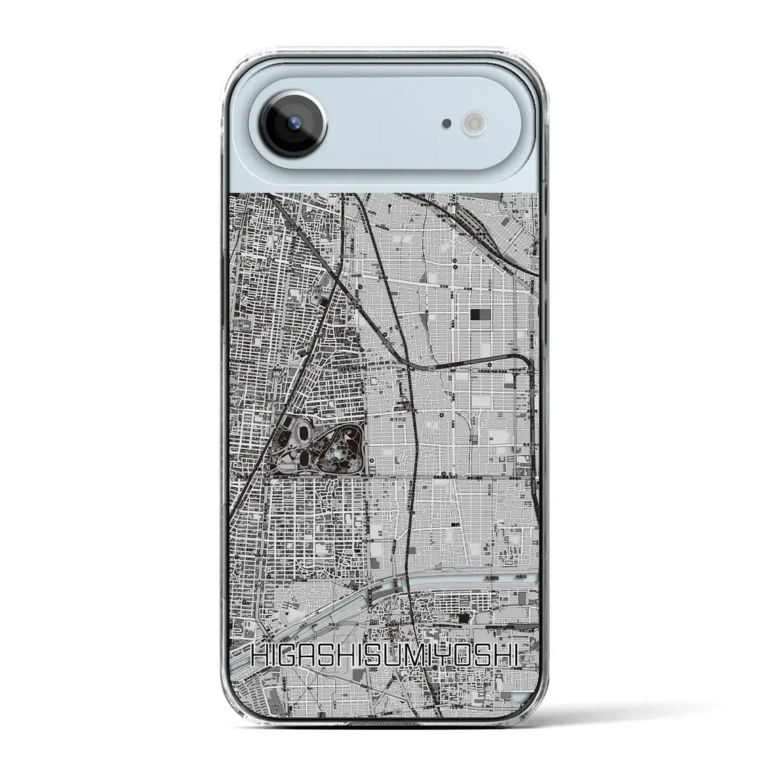 【東住吉（大阪府）】地図柄iPhoneケース（クリアタイプ）モノトーン・iPhone 17 Pro Max 用