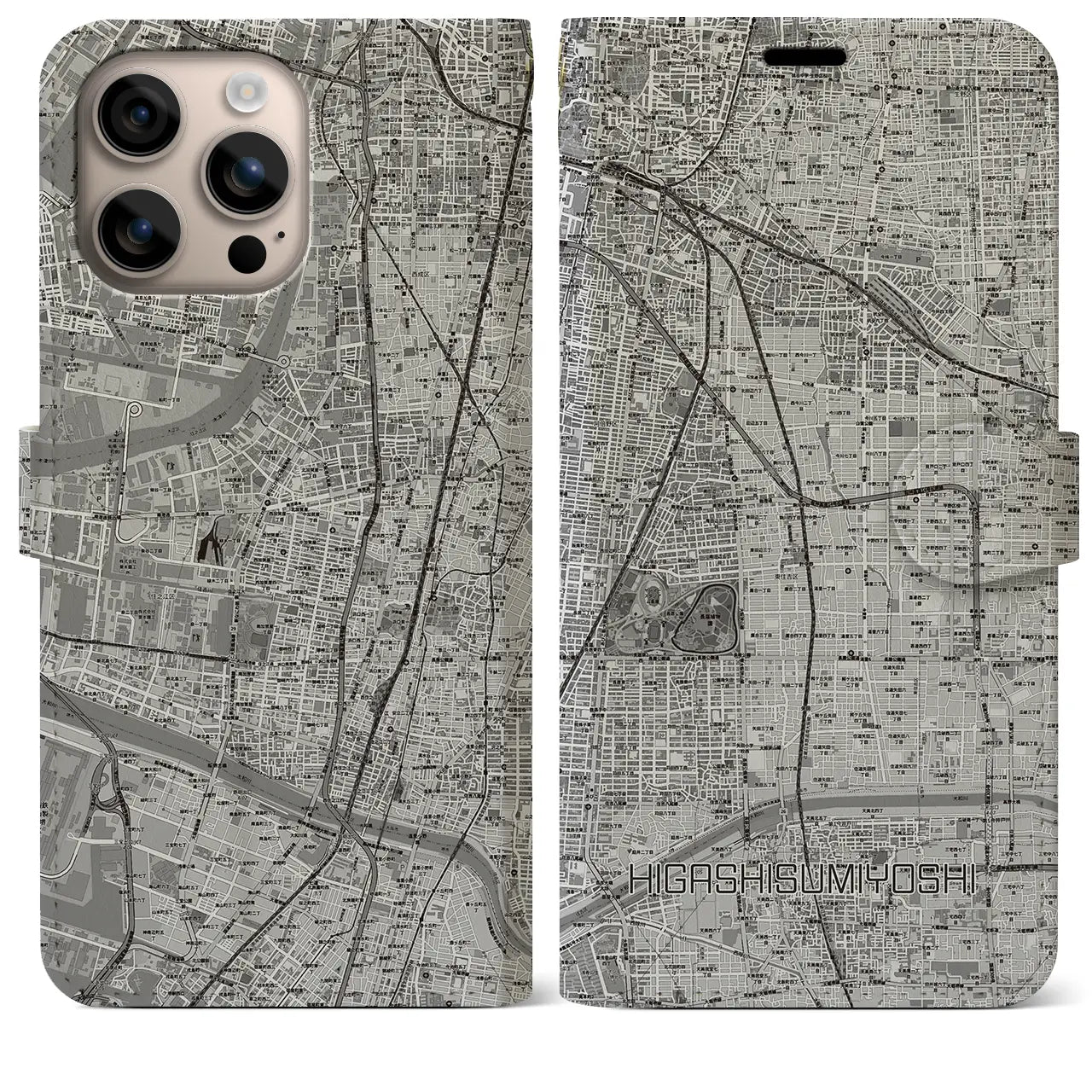 【東住吉（大阪府）】地図柄iPhoneケース（手帳タイプ）