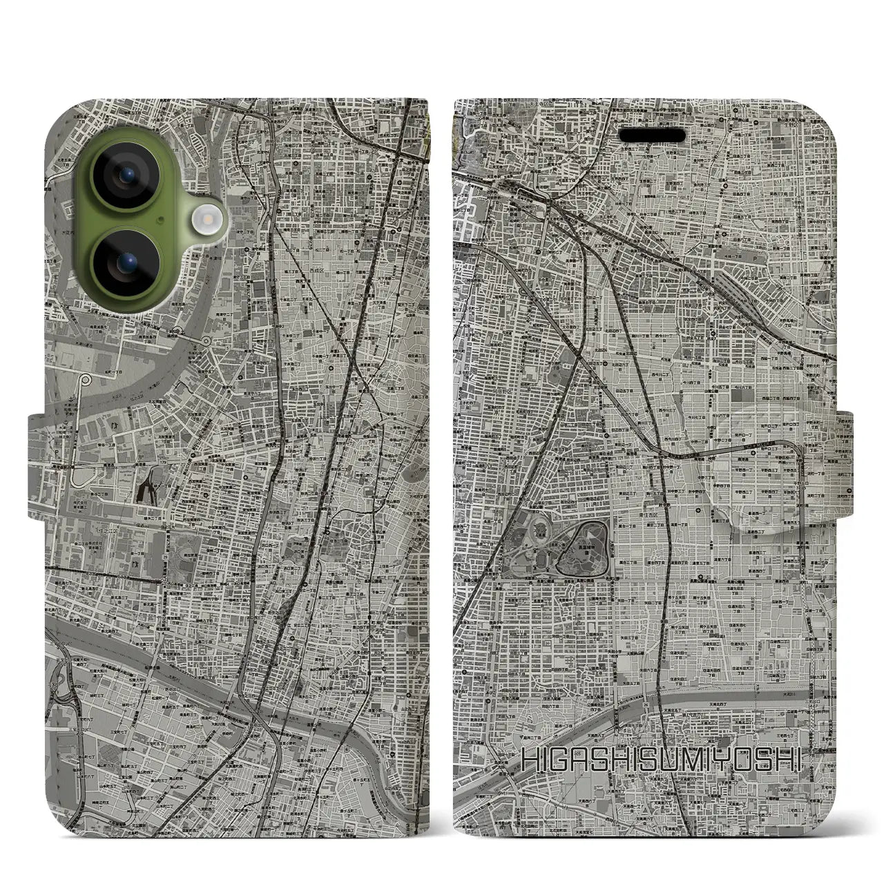 【東住吉（大阪府）】地図柄iPhoneケース（手帳タイプ）