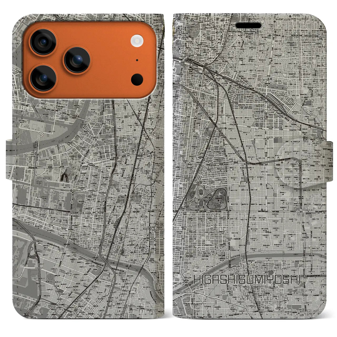 【東住吉（大阪府）】地図柄iPhoneケース（手帳タイプ）