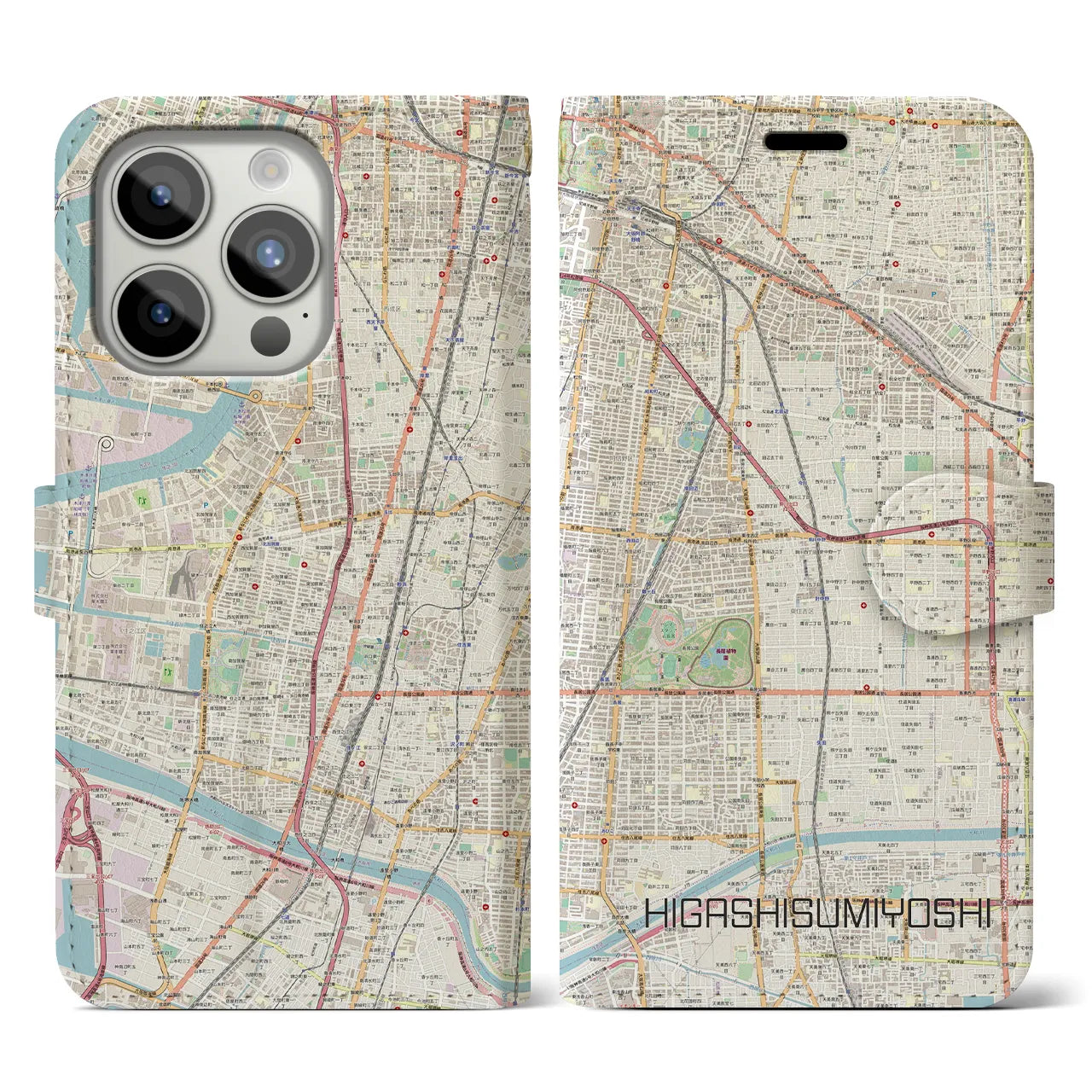 【東住吉（大阪府）】地図柄iPhoneケース（手帳タイプ）