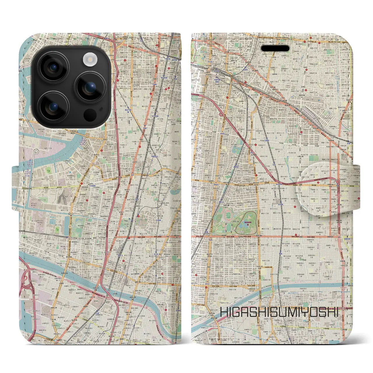 【東住吉（大阪府）】地図柄iPhoneケース（手帳タイプ）