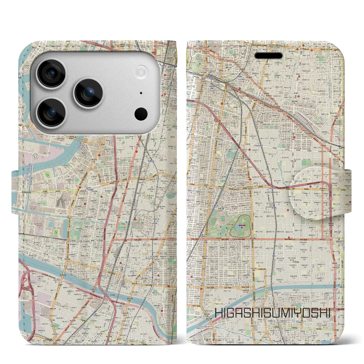 【東住吉（大阪府）】地図柄iPhoneケース（手帳タイプ）