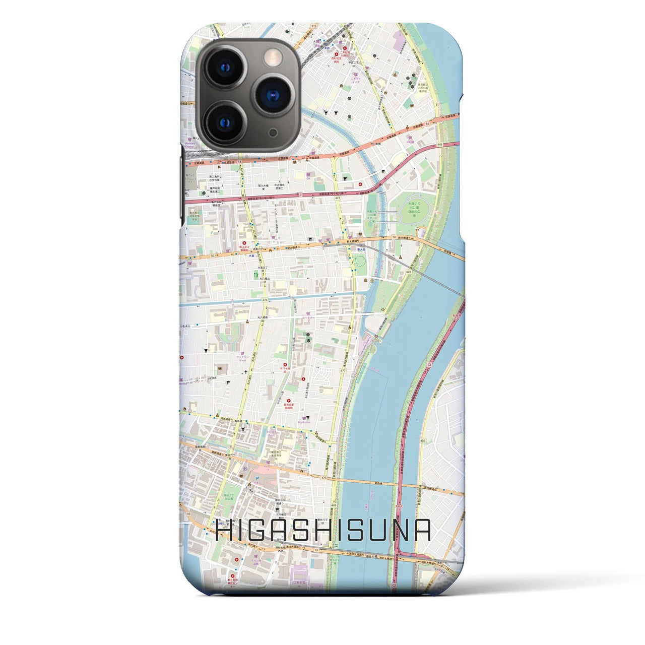 【東砂（東京都）】地図柄iPhoneケース（バックカバータイプ）