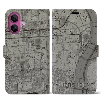 【東砂（東京都）】地図柄iPhoneケース（手帳タイプ）モノトーン・iPhone 16 Pro 用