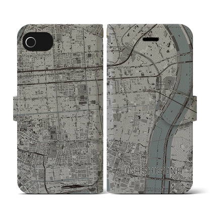 【東砂（東京都）】地図柄iPhoneケース（手帳タイプ）モノトーン・iPhone SE（第3 / 第2世代） / 8 / 7 / 6s / 6 用