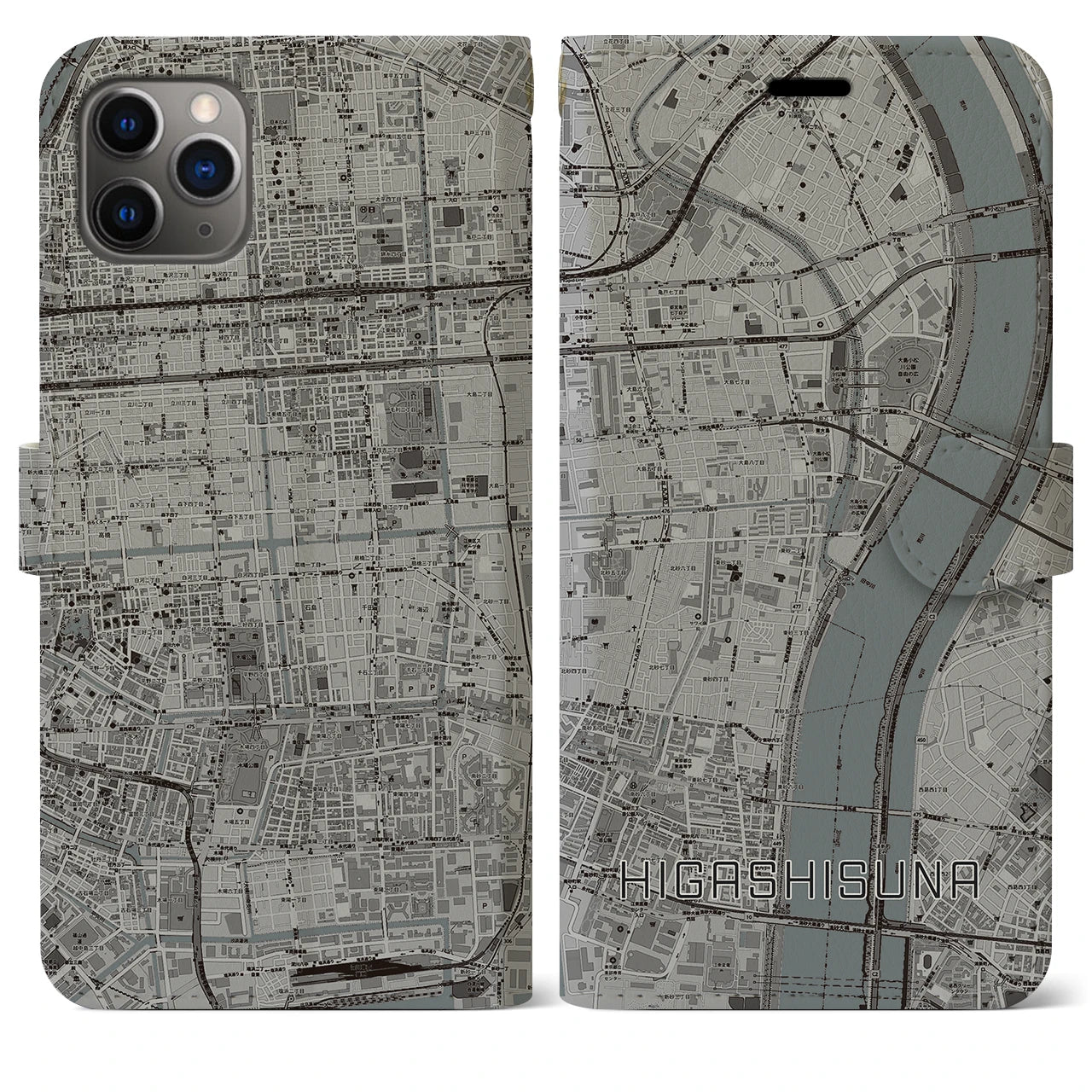 【東砂（東京都）】地図柄iPhoneケース（手帳タイプ）