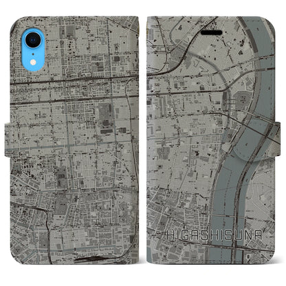 【東砂（東京都）】地図柄iPhoneケース（手帳タイプ）モノトーン・iPhone XR 用