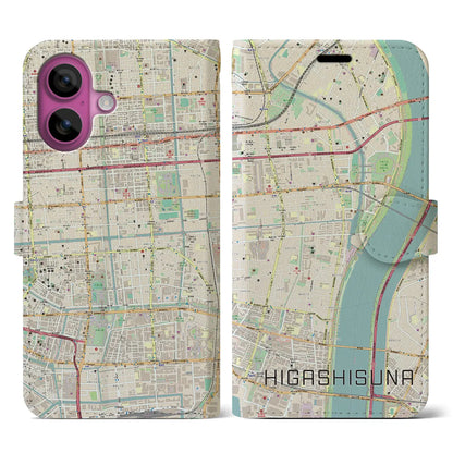 【東砂（東京都）】地図柄iPhoneケース（手帳タイプ）ナチュラル・iPhone 16 Pro 用