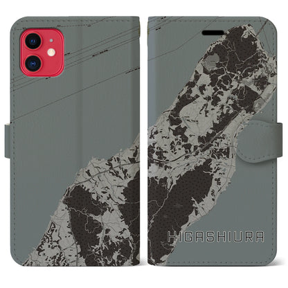 【東浦（兵庫県）】地図柄iPhoneケース（手帳タイプ）モノトーン・iPhone 11 用