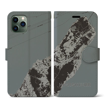 【東浦（兵庫県）】地図柄iPhoneケース（手帳タイプ）モノトーン・iPhone 11 Pro 用