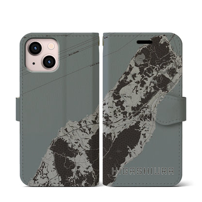 【東浦（兵庫県）】地図柄iPhoneケース（手帳タイプ）モノトーン・iPhone 13 mini 用