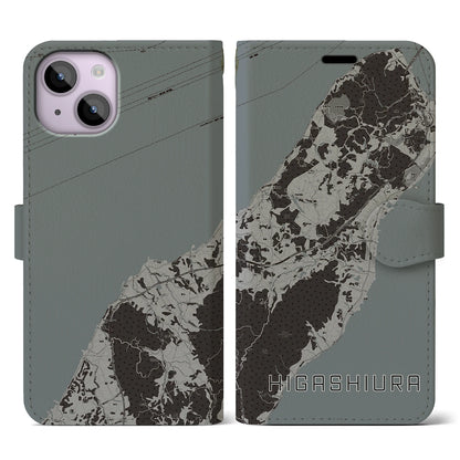 【東浦（兵庫県）】地図柄iPhoneケース（手帳タイプ）モノトーン・iPhone 14 用