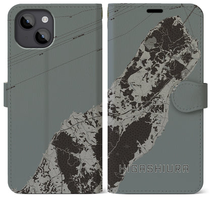 【東浦（兵庫県）】地図柄iPhoneケース（手帳タイプ）モノトーン・iPhone 14 Plus 用