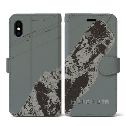 【東浦（兵庫県）】地図柄iPhoneケース（手帳タイプ）モノトーン・iPhone XS / X 用