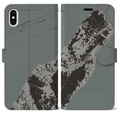 【東浦（兵庫県）】地図柄iPhoneケース（手帳タイプ）モノトーン・iPhone XS Max 用