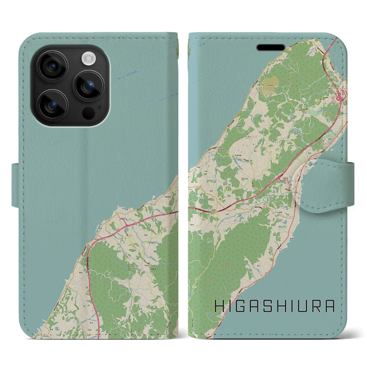 【東浦（兵庫県）】地図柄iPhoneケース（手帳タイプ）ナチュラル・iPhone 16 用