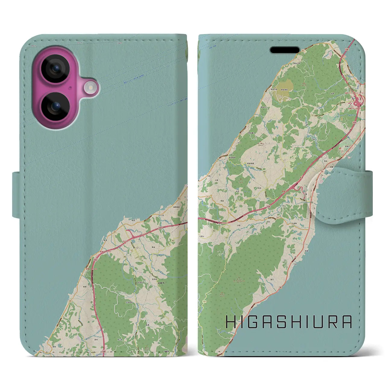 【東浦（兵庫県）】地図柄iPhoneケース（手帳タイプ）ナチュラル・iPhone 16 Pro 用