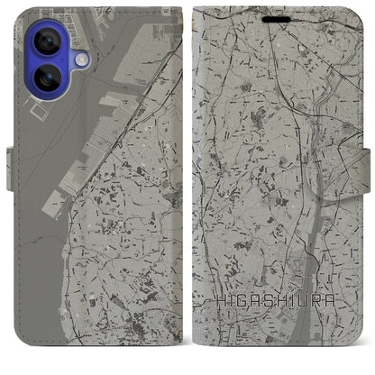 【東浦（愛知県）】地図柄iPhoneケース（手帳タイプ）モノトーン・iPhone 16 Pro Max 用