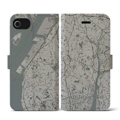 【東浦（愛知県）】地図柄iPhoneケース（手帳タイプ）モノトーン・iPhone SE（第3 / 第2世代） / 8 / 7 / 6s / 6 用