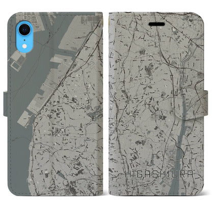 【東浦（愛知県）】地図柄iPhoneケース（手帳タイプ）モノトーン・iPhone XR 用