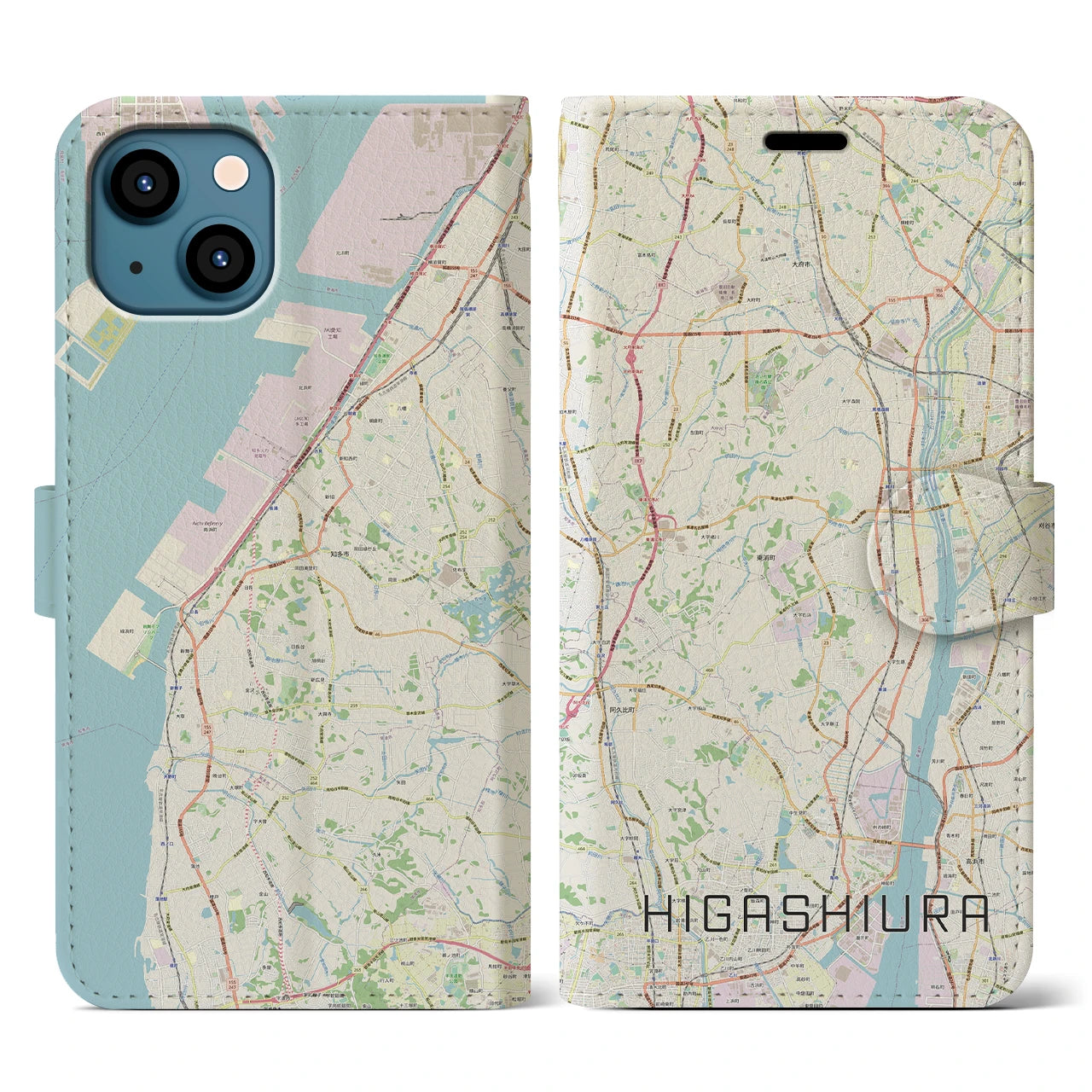 【東浦（愛知県）】地図柄iPhoneケース（手帳タイプ）