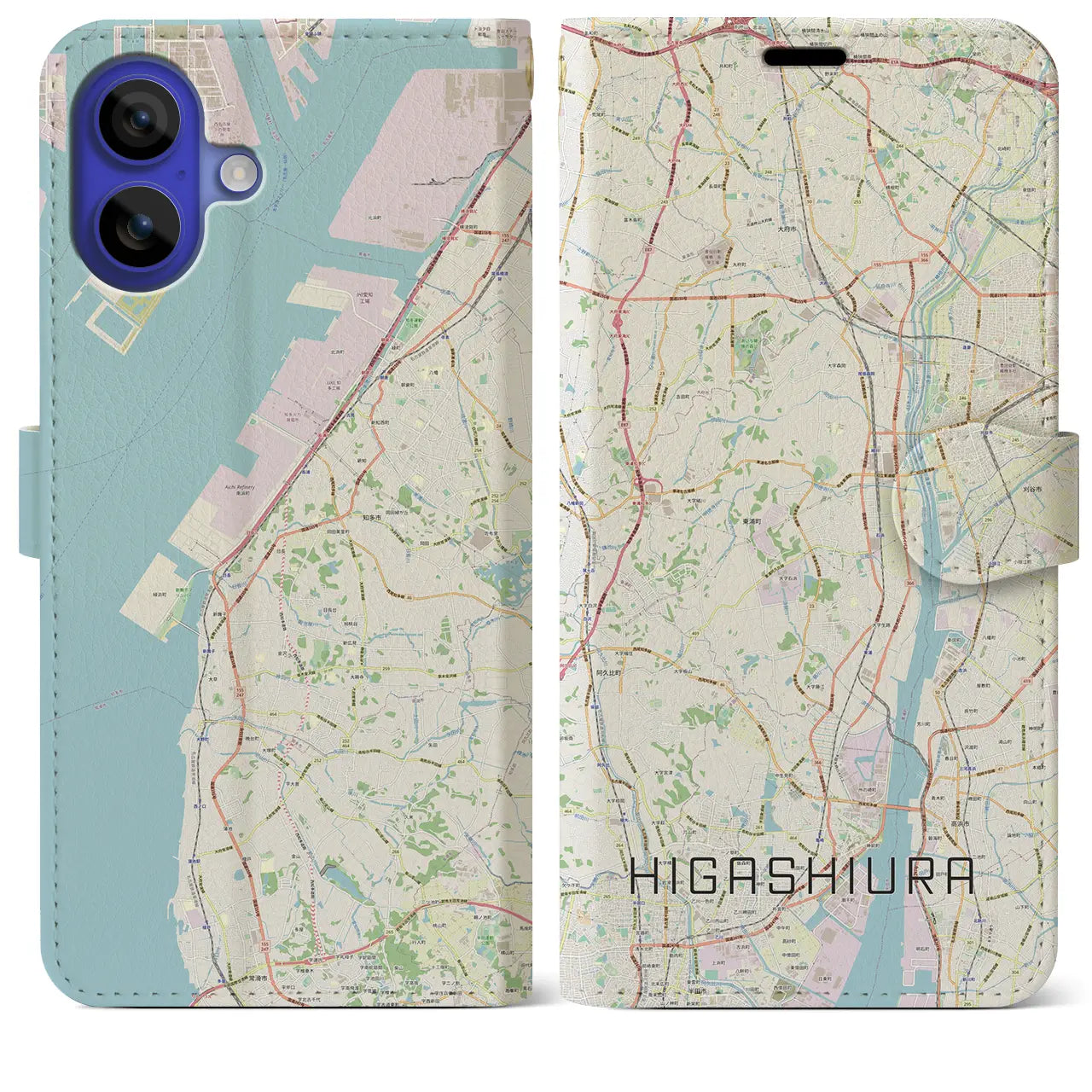 【東浦（愛知県）】地図柄iPhoneケース（手帳タイプ）