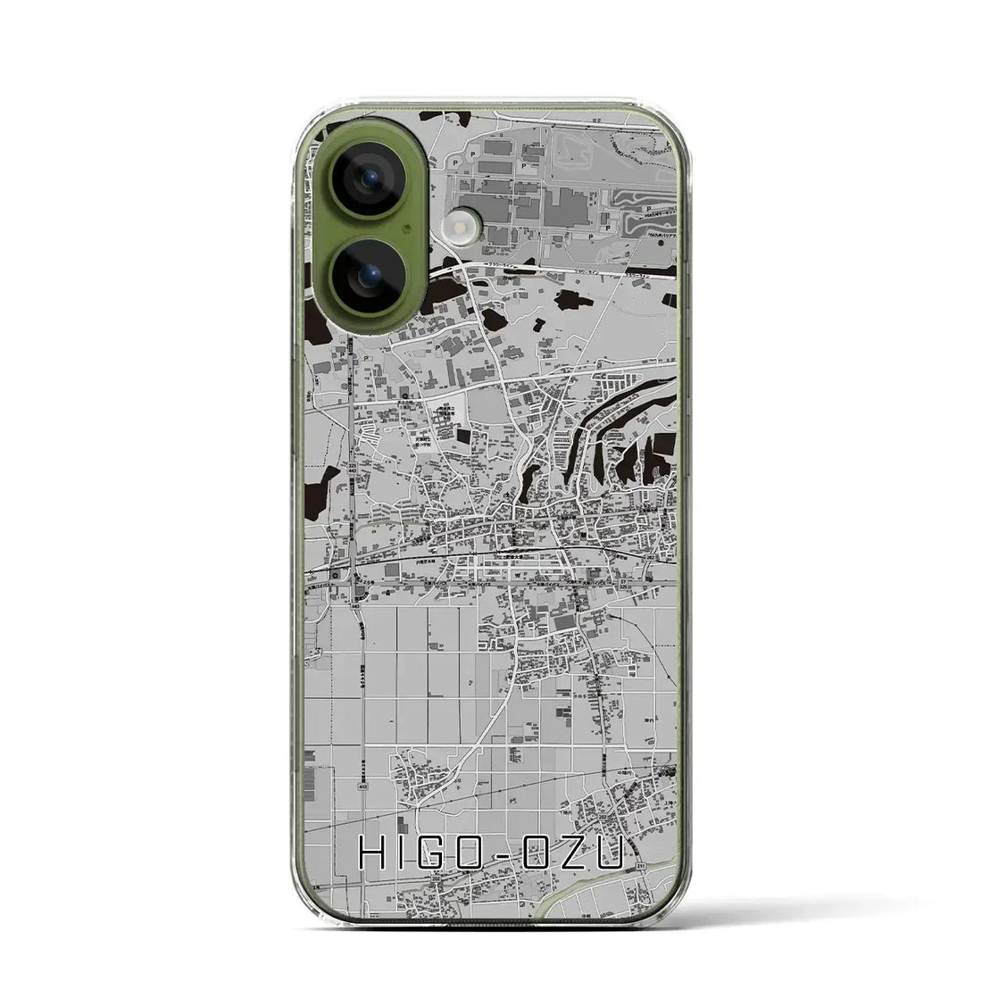 【肥後大津（熊本県）】地図柄iPhoneケース（クリアタイプ）モノトーン・iPhone 17 Pro Max 用