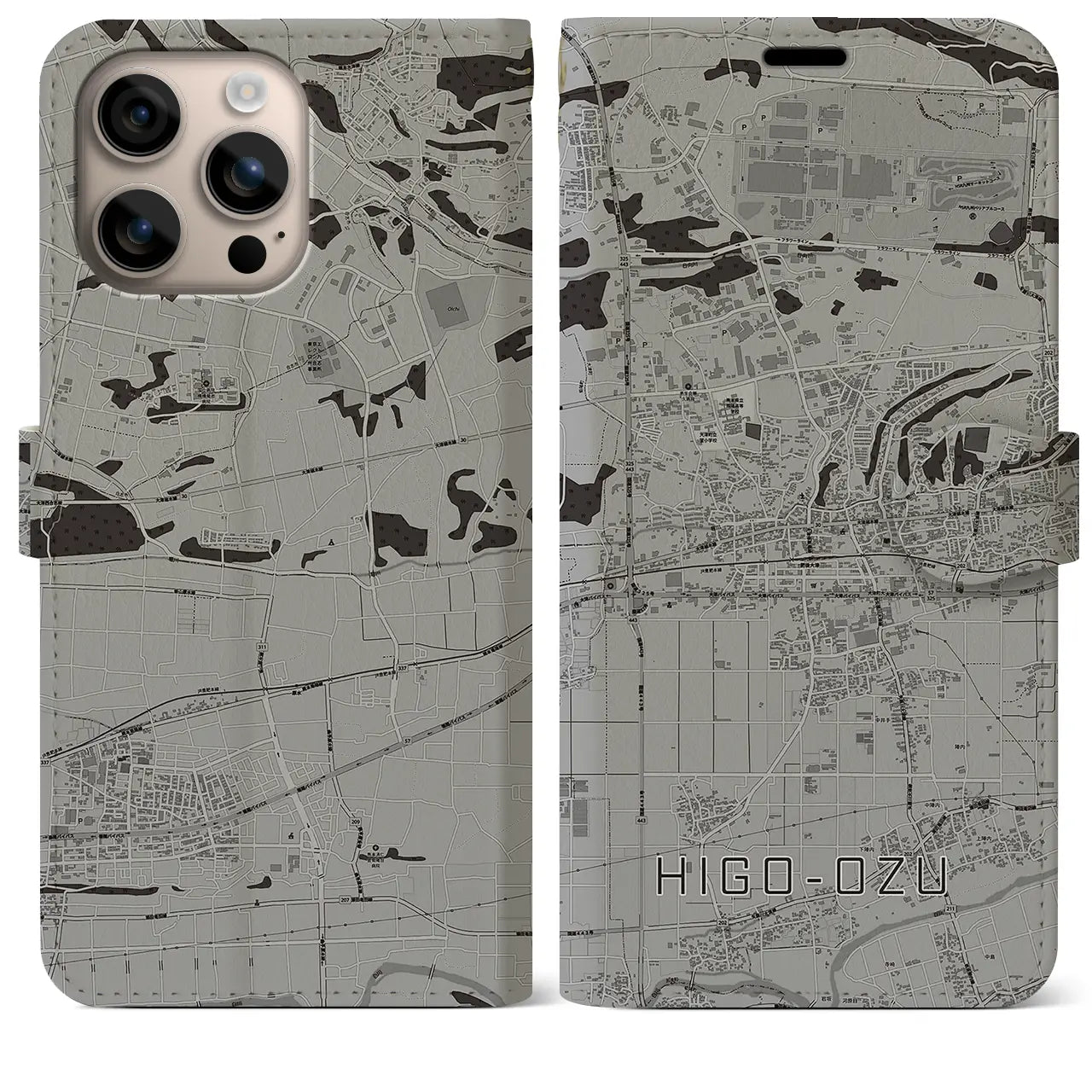 【肥後大津（熊本県）】地図柄iPhoneケース（手帳タイプ）