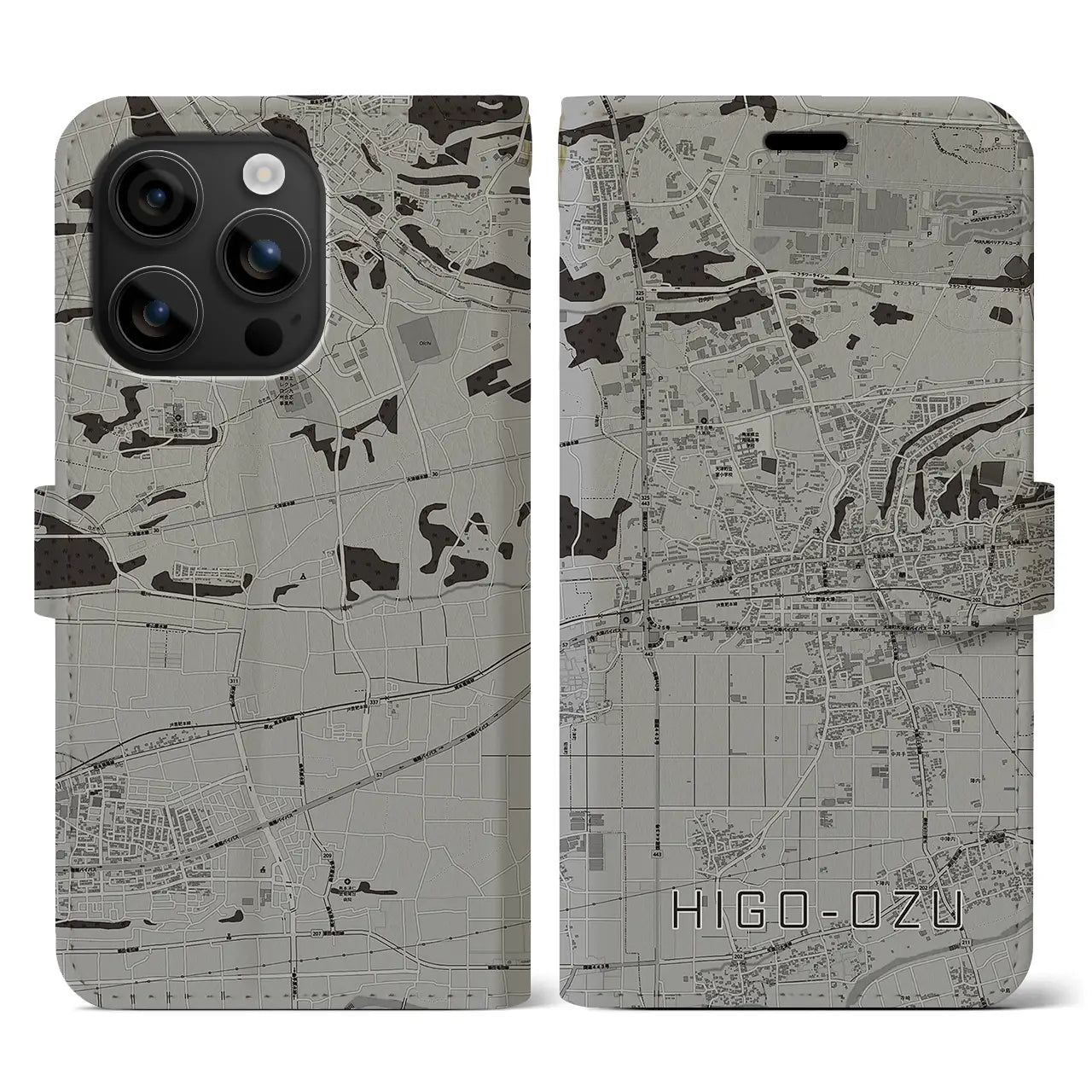 【肥後大津（熊本県）】地図柄iPhoneケース（手帳タイプ）