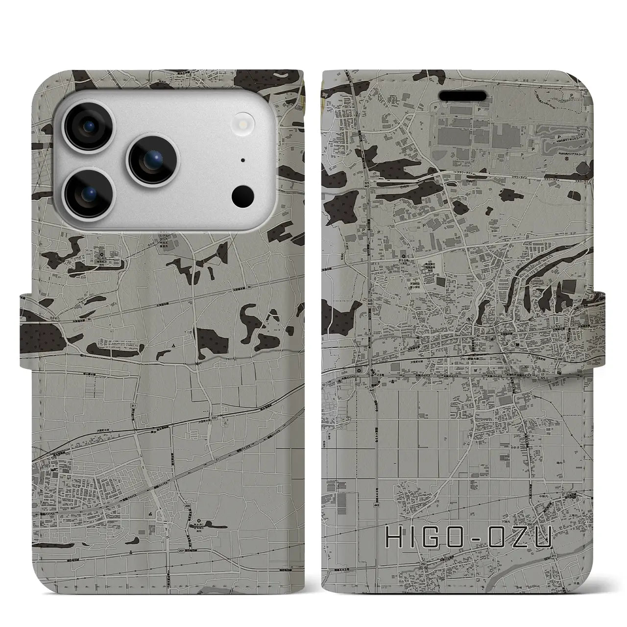 【肥後大津（熊本県）】地図柄iPhoneケース（手帳タイプ）