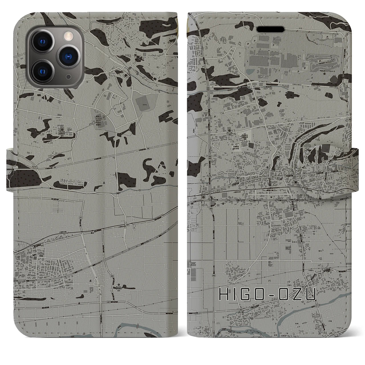 【肥後大津（熊本県）】地図柄iPhoneケース（手帳タイプ）