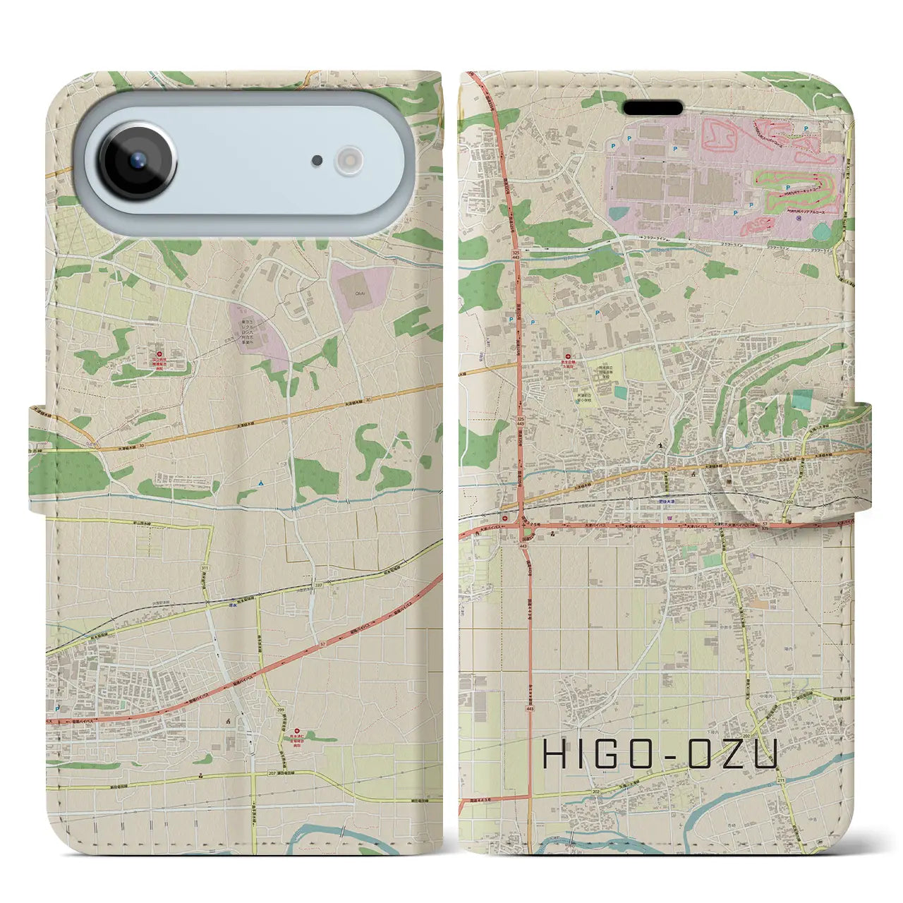 【肥後大津（熊本県）】地図柄iPhoneケース（手帳タイプ）