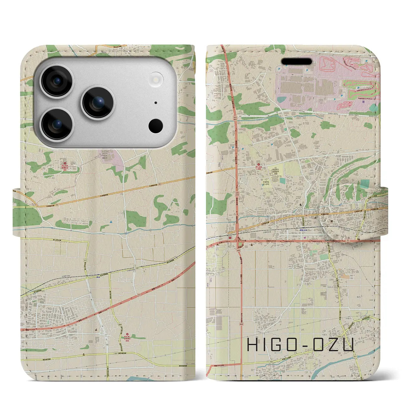 【肥後大津（熊本県）】地図柄iPhoneケース（手帳タイプ）
