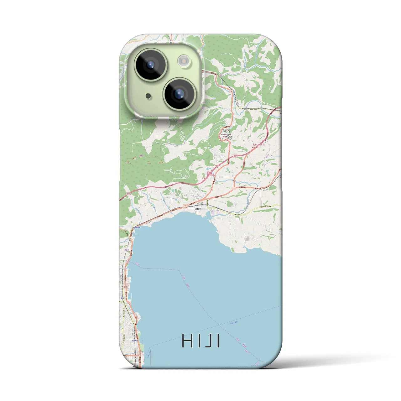 【日出（大分県）】地図柄iPhoneケース（バックカバータイプ）