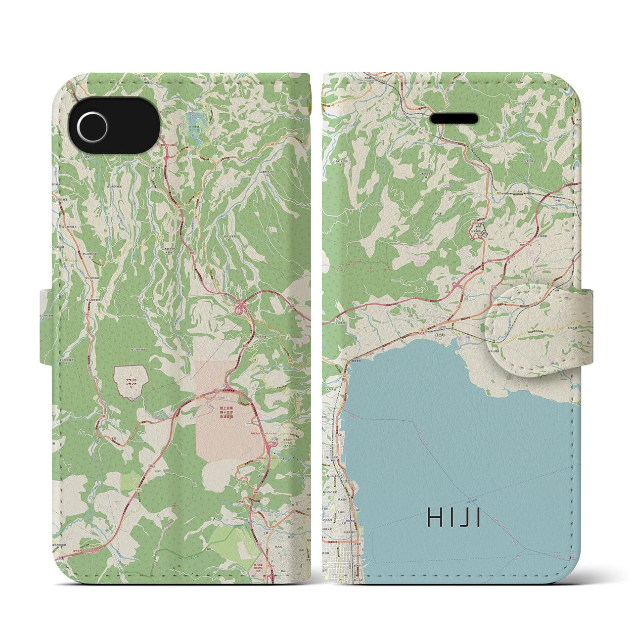 【日出（大分県）】地図柄iPhoneケース（手帳タイプ）