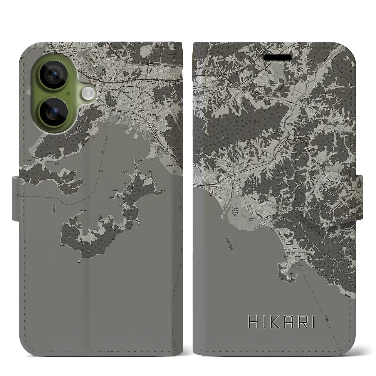 【光（山口県）】地図柄iPhoneケース（手帳タイプ）