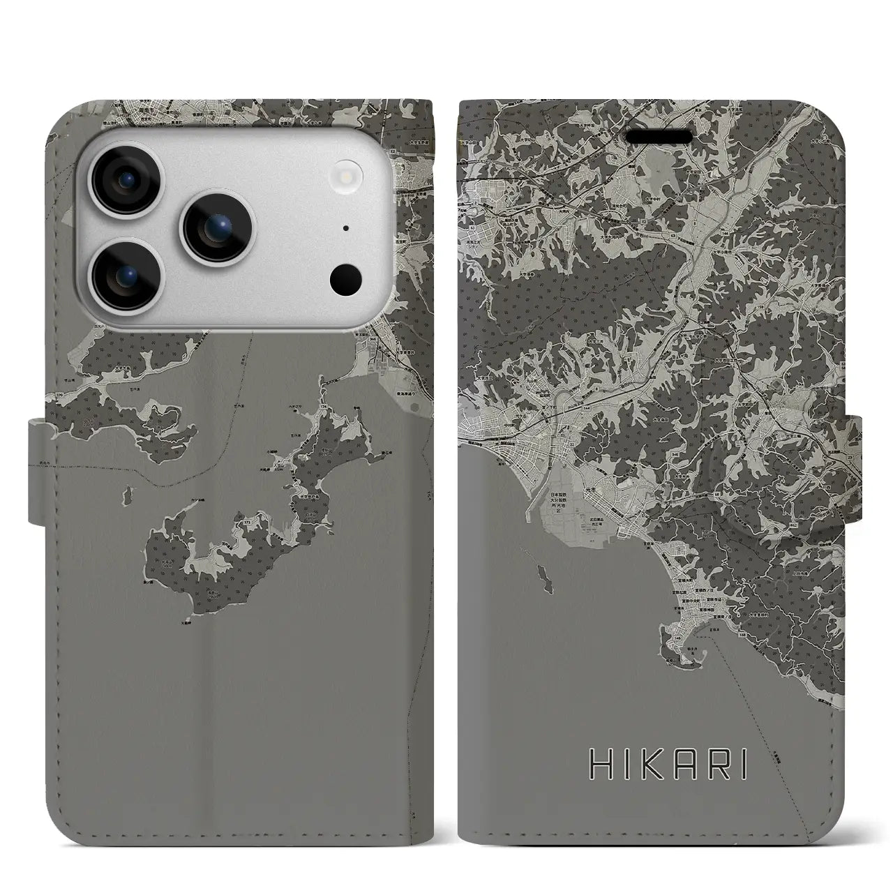 【光（山口県）】地図柄iPhoneケース（手帳タイプ）