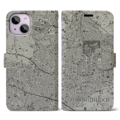 【光が丘（東京都）】地図柄iPhoneケース（手帳タイプ）モノトーン・iPhone 14 用