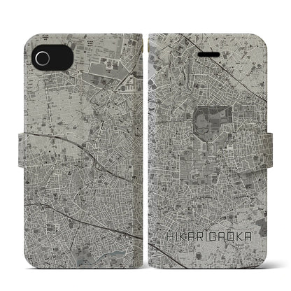 【光が丘（東京都）】地図柄iPhoneケース（手帳タイプ）モノトーン・iPhone SE（第3 / 第2世代） / 8 / 7 / 6s / 6 用