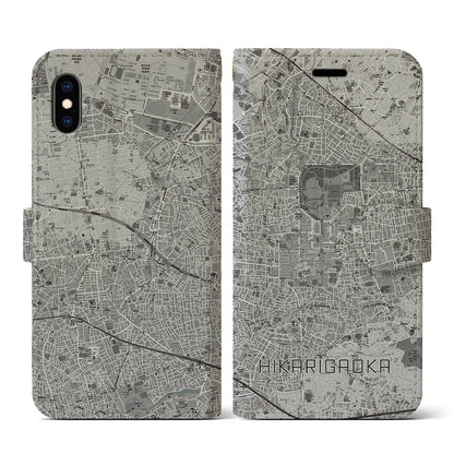 【光が丘（東京都）】地図柄iPhoneケース（手帳タイプ）モノトーン・iPhone XS / X 用
