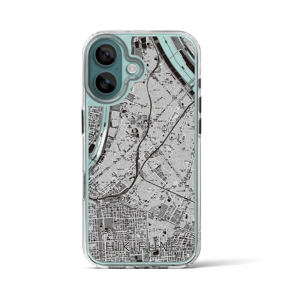 【曳舟（東京都）】地図柄iPhoneケース（MagSafeタイプ）モノトーン・iPhone 16 Pro 用
